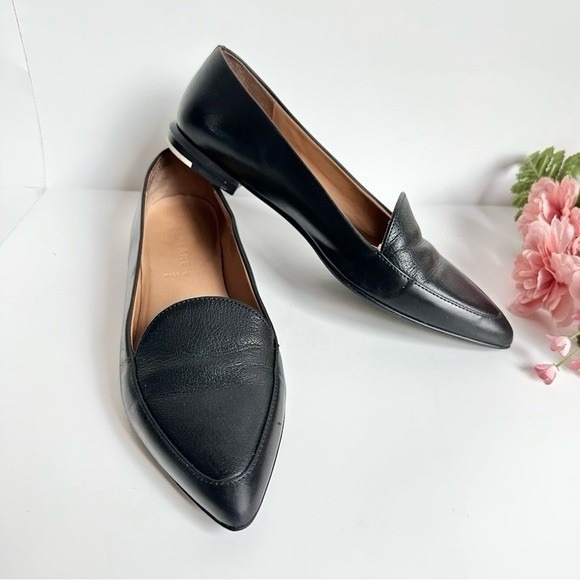Everlane Shoes - Black Pointed-Toe Leather Flats - Women's Slip-On Loafers